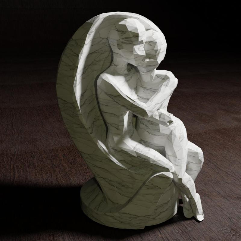 Low Poly Valentine Couple Sculpture  - sitting