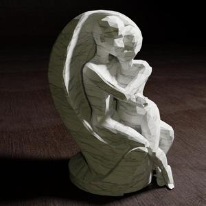 Low Poly Valentine Couple Sculpture  - sitting