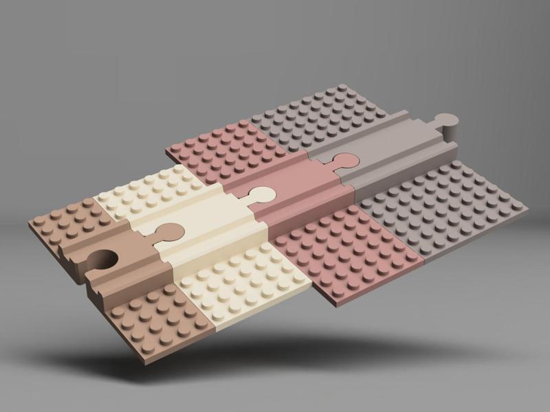 Rails with Lego plate (wooden rails)