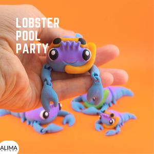 Lobster Pool Party / Articulated Fidget Toy / Keychain