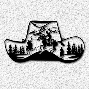 cowboy hat scene wall decor high western country wall art 