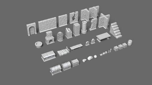Modular RPG Dungeon Set Kit - 37 Printable Pieces