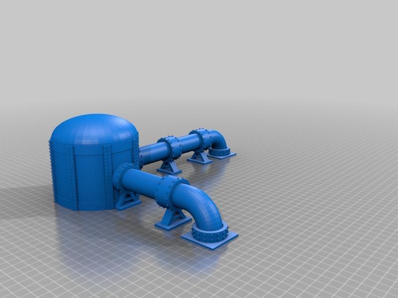 Gas Towers and Domes for Sci-fi Modular pipe network for wargaming scenery 