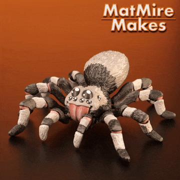 Tarantula Articulated Figure, snap-fit assembly, Cute posable Flexi Spider, 3MF included