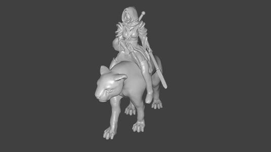 Panther Rider Girl Miniature