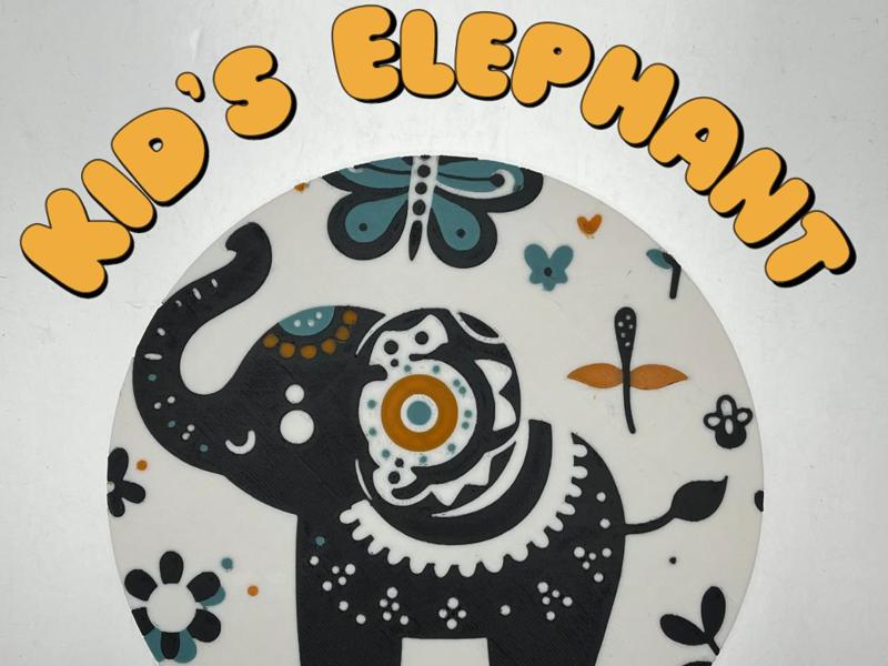 Kid's Elephant Wall Art (Disc Hueforge)
