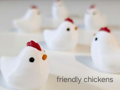 Friendly chickens | Cute animal decor / toy