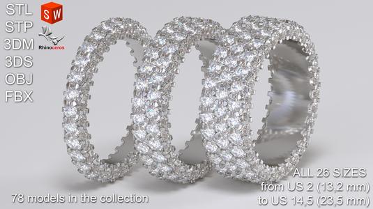 Infinity diamond ring Pack 3D print model