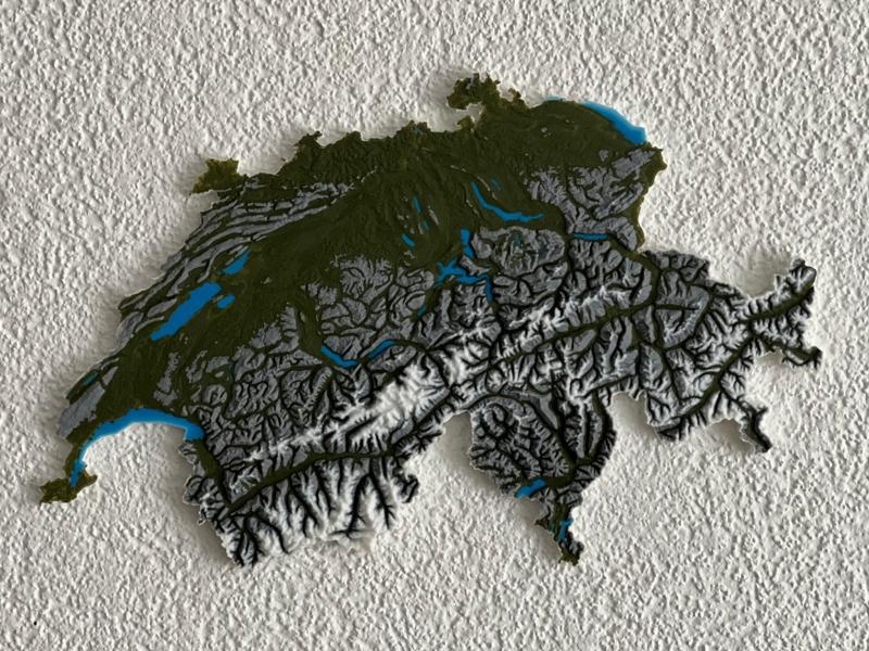 Fully Coloured Topographical Model of Switzerland
