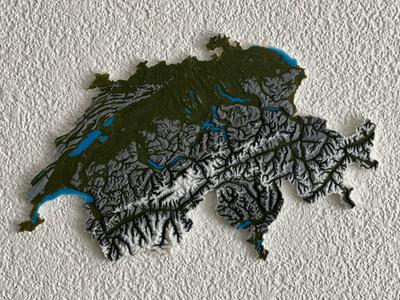 Fully Coloured Topographical Model of Switzerland