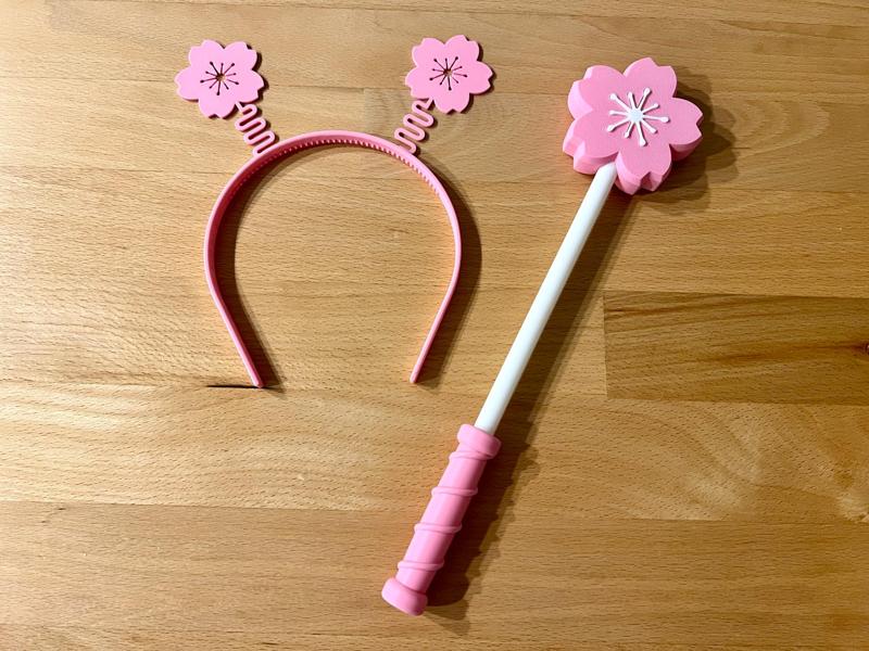 Sakura flower Hair Band ＆ Magic Wand For Kids