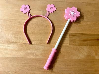 Sakura flower Hair Band ＆ Magic Wand For Kids