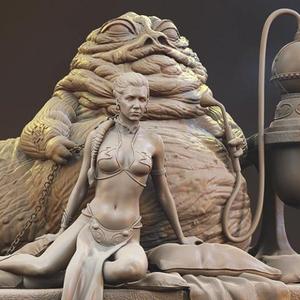 Jabba The Hutt & Leia in Diorama STL files for 3D Printing | Assembly Model