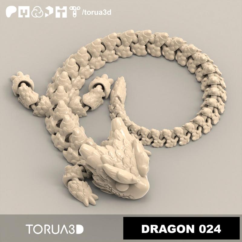 Articulated Dragon 024 - Print in place - No supports - STL 