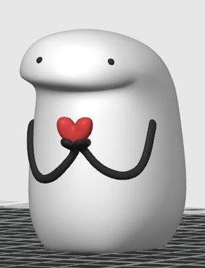 Flork in love holding heart for Valentine's Day