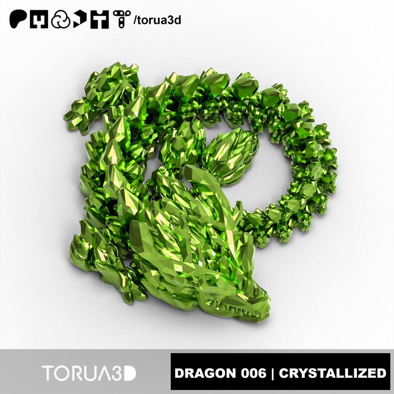 Articulated Dragon 006 - Crystallized - No supports - Print in place - STL