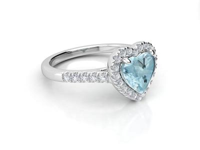 HS R030 engagement ring gemstone diamond heart halo