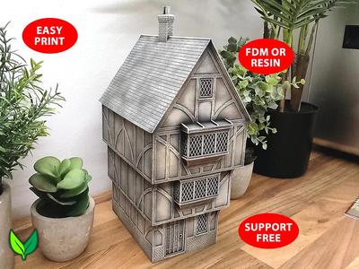Tudor House 3D Print – Medieval Terrain, Support-Free Design