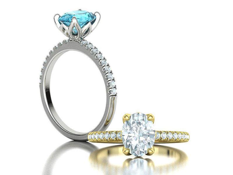 Zoe Engagement Solitaire Ring 9×7 Oval Stone 3Dmodel