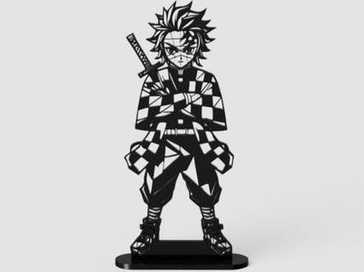 Geometric Tanjiro Kamado from Demon Slayer low pol