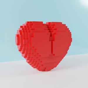 3d printing stl file 8 bit heart idea for gift and decoration