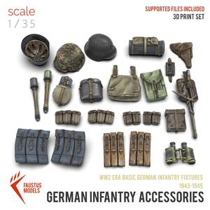 BASIC GERMAN WW2 INFANTRY ACCESSORIES 3D PRINTABLE MODEL