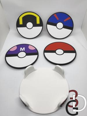 Pokeball themed coaster holder (7 colored print)