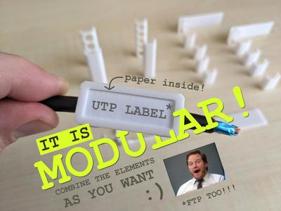 Modular UTP ethernet cable label / tag clip
