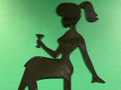 Lady Girl Woman cup Silhouette figure cake topper