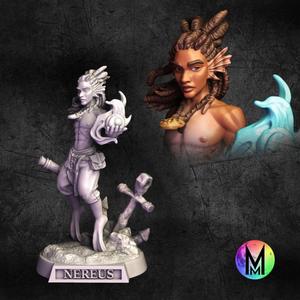 Elven (sea elf) sorcerer - Nereus the Sea Elf Sorcerer (Sea Elf Sorcerer with spell effect)