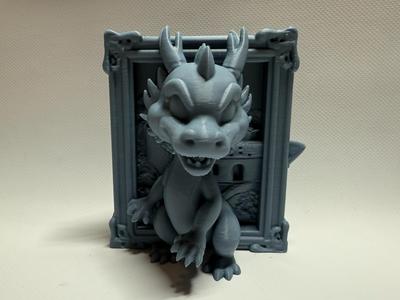 baby dragon coming out of a painting