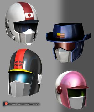Saber Rider Helmets - April, Colt, Fireball, Saber Rider