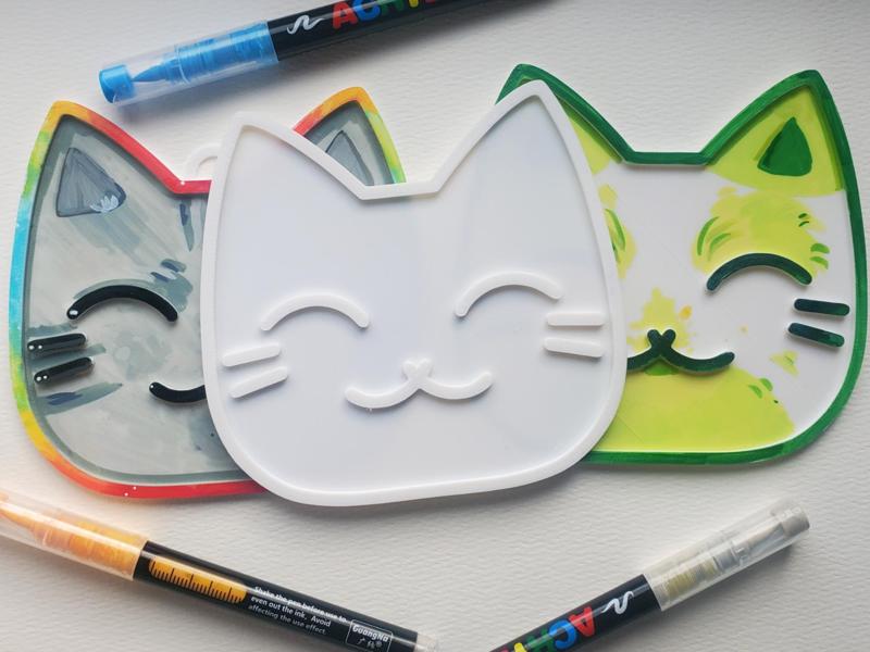 Happy Cat Coloring Charm/Ornament/Plate