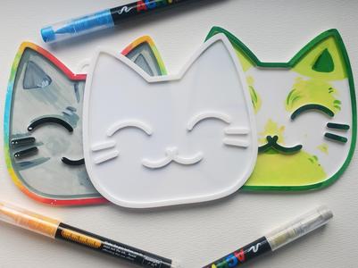 Happy Cat Coloring Charm/Ornament/Plate