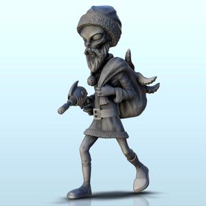 Alien Santa Claus with gun, beard and tentacle hood (17) (+ pre-supported version & rounded base) - SF Warhordes ET extraterrest Confrontation