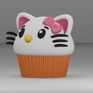 Knitted hello kitty muffin cupcake