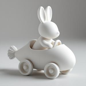 Easter Bunny Driving Carrot Car – Festive Decor