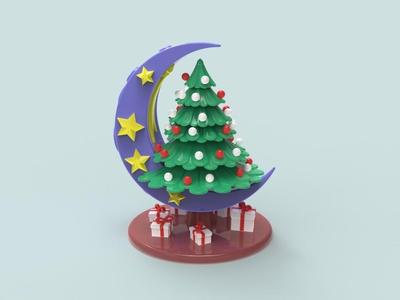 christmas tree with the moon