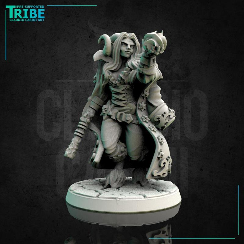 (0139) Female faun satyr saylor pirate commander wizard sorceress with spell and gun