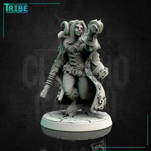 (0139) Female faun satyr saylor pirate commander wizard sorceress with spell and gun