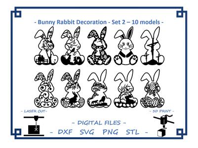 Bunny Rabbit decoration - Set 2 - 10 models Bundle