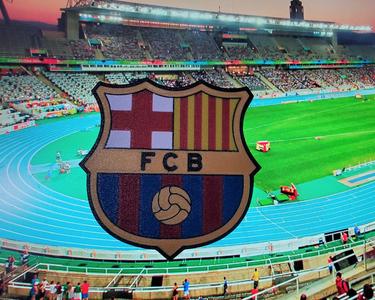 AMS / MMU Futbol Club Barcelona coaster or plaque.