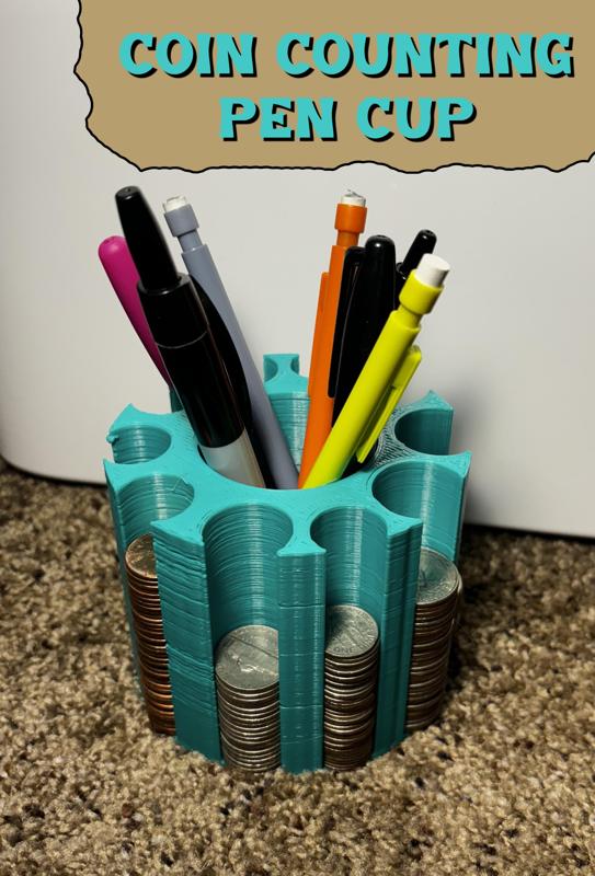 Coin Counting Pen Cup