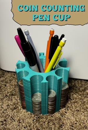 Coin Counting Pen Cup