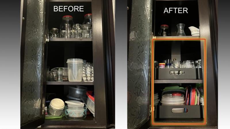 Corner cabinet trays
