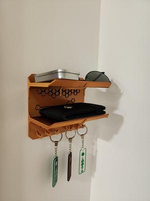 Wall-Mounted Keyholder with Dual Trays - with Hexagons!