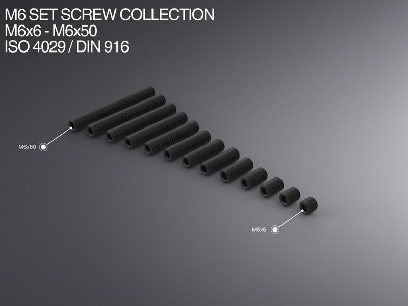 M6 Set Screw Collection M6x6-M6x50 ISO 4029 / DIN 916