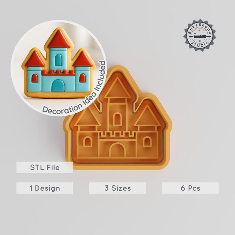 Castle Shape Cutter & Stamp Set, Perfect for Cookies & Fondant, Includes 6 Pieces, S/M/L Sizes, Royal, Medieval Building Design PRODUCT_1025