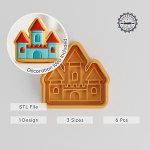 Castle Shape Cutter & Stamp Set, Perfect for Cookies & Fondant, Includes 6 Pieces, S/M/L Sizes, Royal, Medieval Building Design PRODUCT_1025