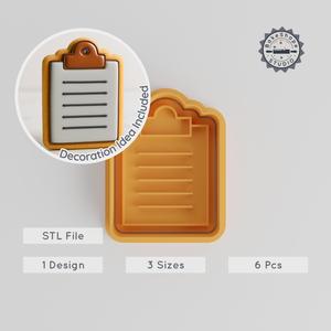 Clipboard Shape Cutter & Stamp Set, Perfect for Cookies & Fondant, 3 Sizes, Office Document Holder Design STL PRODUCT_560